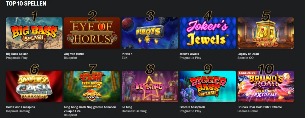Top 10 spellen BetMGM